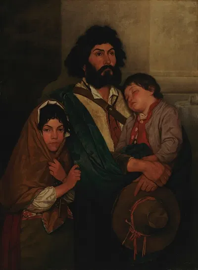 Отец с двумя детьми из Субиако by Северин Фалькман, 1868 — digital art print download