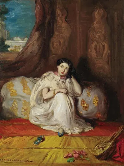 Jeune Fille Mauresque, Assise Dans Un Riche Intérieur (Almée) by Théodore Chassériau, 1853 — digital art print download