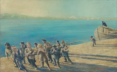 Burlaks On The Volga by Tomáš Andraškovič, 1929 — digital art print download