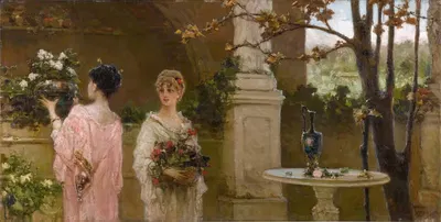 Arranging Flowers by Wilhelm Kotarbiński — digital art print download