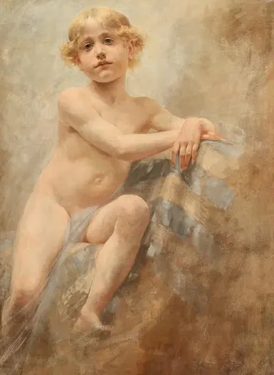 Мальчик с блондинистыми локонами by Алойс Ханс Шрам — digital art print download