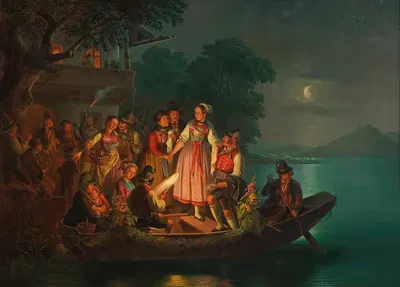 Bauernhochzeit by Carl Friedrich Moritz Müller, 1861 — digital art print download