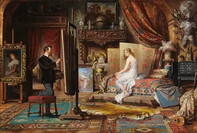 Художник и его модель by Карл Швенингер-младший — digital art print download