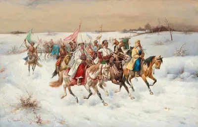 Wedding Procession in a Winter Landscape by Adolf Baumgartner-Stoiloff — digital art print download