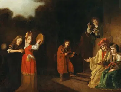 Portrait of a family in an Old-Testament setting by Cornelis Bisschop — digital art print download