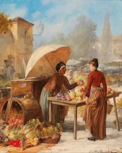 Сцена на рынке by Франц фон Персоглия — digital art print download