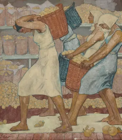 Frauen bei der Apfelernte by Fritz Erler — digital art print download