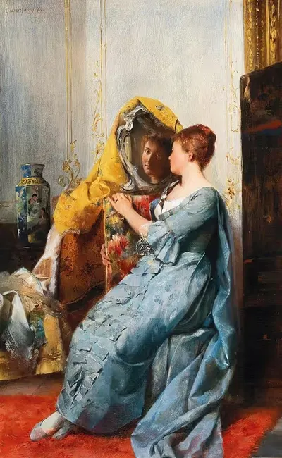Дама в будуаре by Густав Хольвег-Гланцшнигг, 1879 — digital art print download