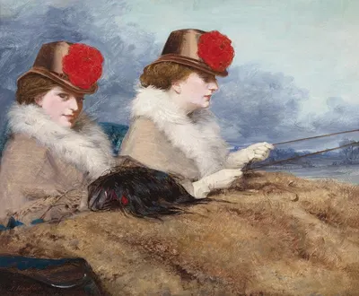 Zwei Damen bei einer Kutschenfahrt by James Hayllar — digital art print download