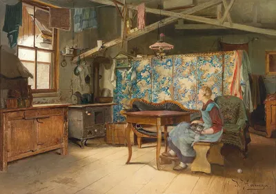 Bauerninterieur Zürich by Johann Hamza, 1899 — digital art print download