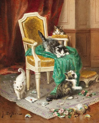 Playful Cats by Jules Leroy — digital art print download