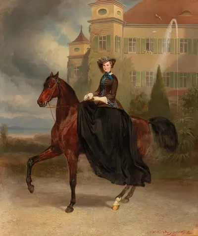 Prinzessin Elisabeth in Bayern im Alter von 15 Jahren zu Pferde by Karl Theodor von Piloty, 1853 — digital art print download