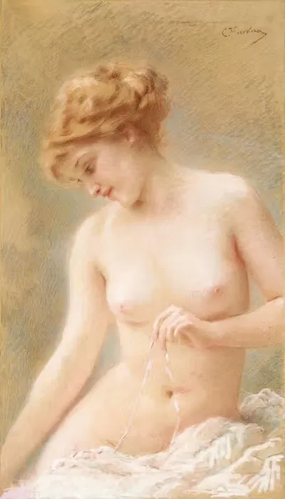 Sitting Nude by Konstantin Egorovich Makovsky — digital art print download
