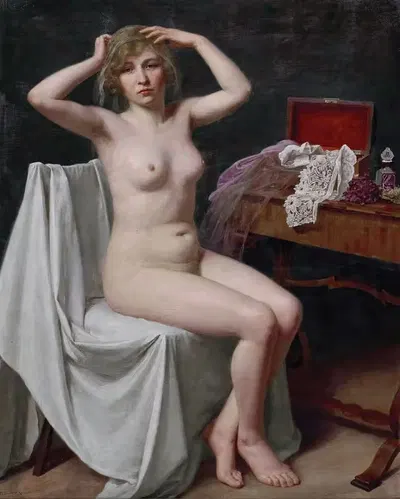 Frauenakt mit Schleier by Paul Scholz — digital art print download