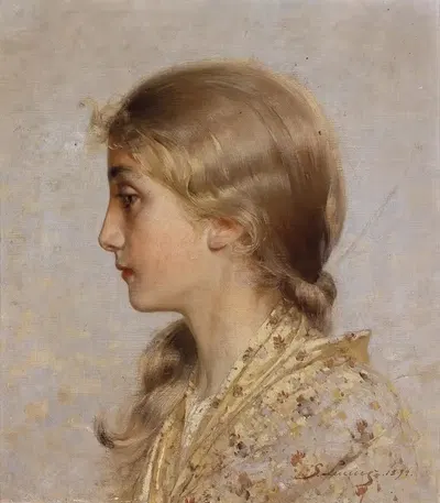 Девушка в профиль by Себастьян Люций, 1894 — digital art print download