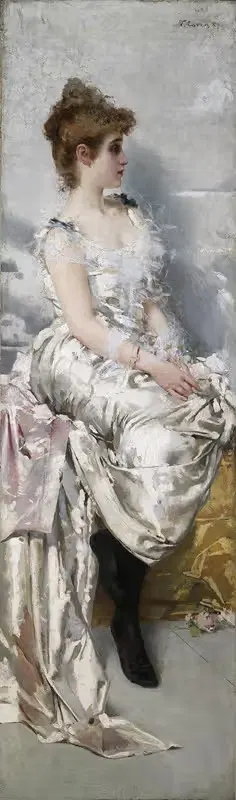 Портрет молодой женщины в белом платье с цветами by Витторио Маттео Коркос — digital art print download