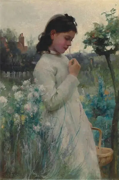 Молодая девушка в саду by Альфред Август Гленденинг, 1884 — digital art print download