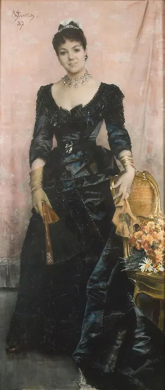 Portrait Of La Baronne Du Mesnil De Saint-Front by Alfred Stevens, 1887 — digital art print download