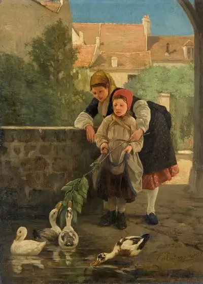 Кормление уток by Шарль-Бертран д'Антрейг, 1878 — digital art print download