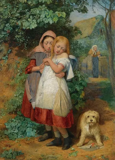 Девочки, испуганные собакой by Эдвард Томпсон Дэвис, 1858 — digital art print download