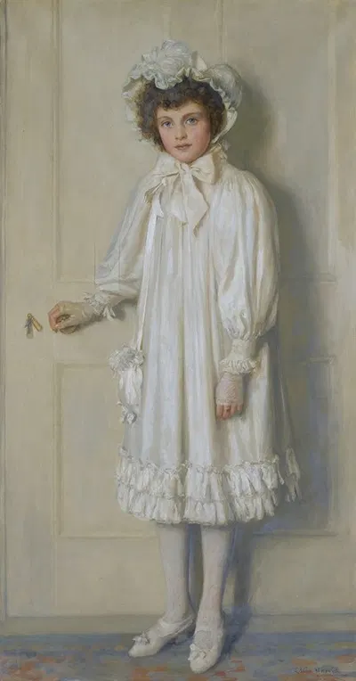 The Girl In White, Portrait Of Beatrice Harrison Aged Twelve by Edwin Harris — digital art print download