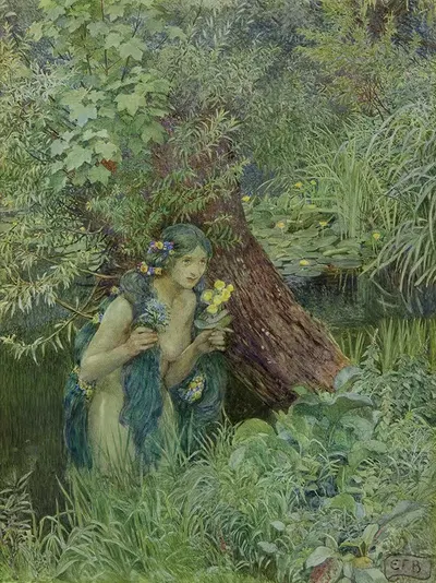 С хорошими зелеными локонами, все распущенные by Элеонор Фортескью-Брикдейл — digital art print download