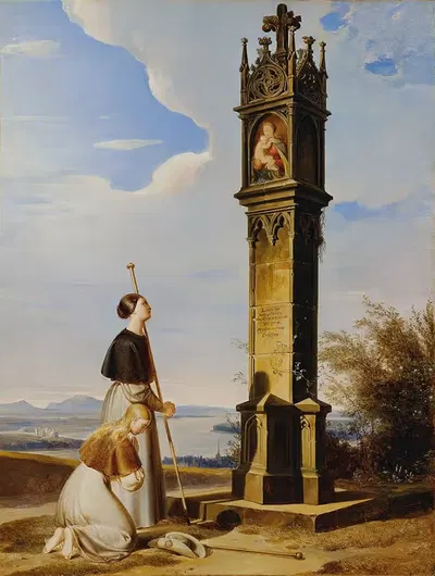 Две паломницы перед образцом ('аве мария') by Эразм фон Энгерт, 1829 — digital art print download