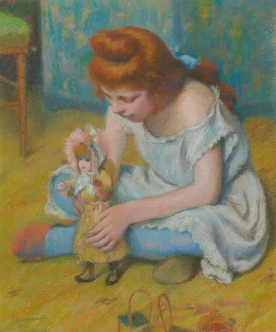 Ребёнок, играющий с куклой by Федерико Зандоменеги — digital art print download