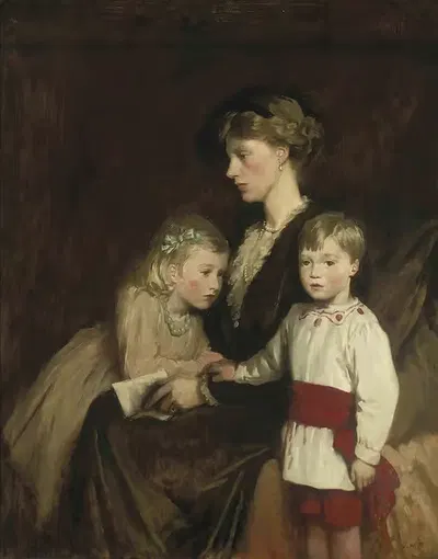 Portrait Of A Mother And Children by Glyn Warren Philpot — digital art print download