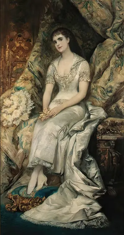 A Portrait Of A Seated Lady, Possibly Countess Bianca Teschenberg by Hans Makart — digital art print download