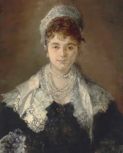 Portrait Of A Lady, Possibly Johanna (Hanna) Elisabeth Maria Von Klinkosch, Princess Aloys Of Liechtenstein by Hans Makart…