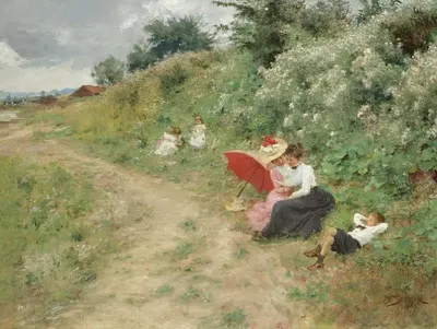 A Summer Outing by Hermann Seeger, 1902 — digital art print download