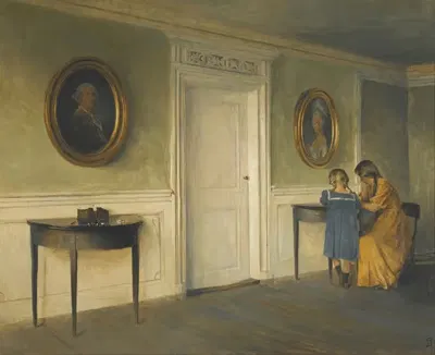The Artist's Daughters In An Interior by Peter Ilsted — digital art print download
