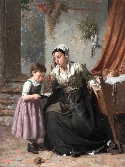 Урок чтения by Пьер Жан Эдмон Кастан, 1872 — digital art print download