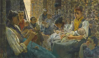 Бездельные часы в Риомаджоре by Телемако Сигнори — digital art print download