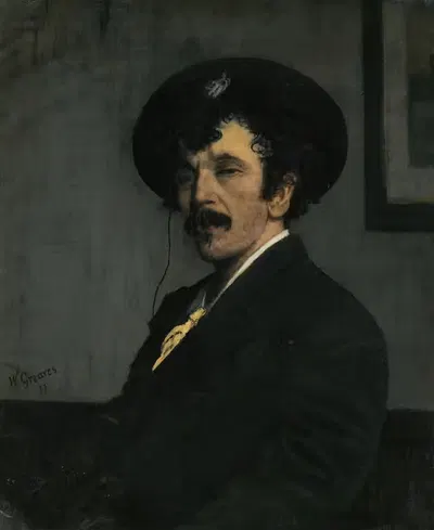 Portrait Of James Abbott Mcneill Whistler by Walter Greaves, 1877 — digital art print download