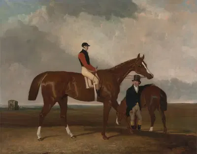 Elis at Doncaster, Ridden By John Day, With His Van In The Background by Abraham Cooper — digital art print download