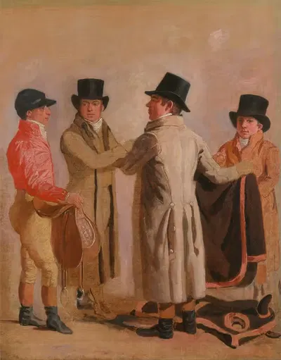 The Jockey Frank Buckle, The Owner-Breeder John Wastell, His Trainer Robert Robson, And A Stable-Lad by Benjamin Marshall,…