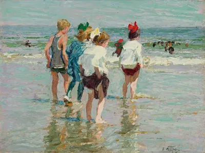 Летний день, пляж Брайтона by Эдвард Генри Поттхаст — digital art print download