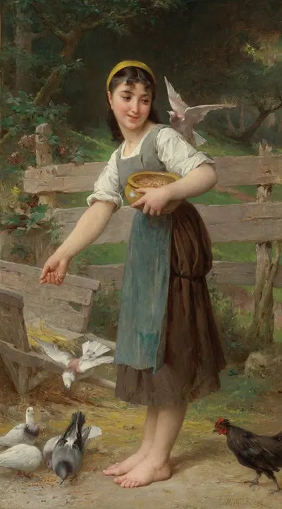 Feeding The Doves by Émile Munier, 1890 — digital art print download