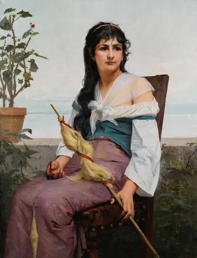 Прядильщица by Франсуа Альфред Делоббе, 1887 — digital art print download