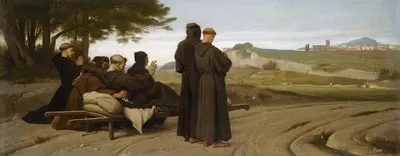 Святой Франциск Ассизский переносит умирающего в Сент-Мари-де-Ля-Анж, благословляет город Ассизи by Франсуа-Леон Бенувиль,…