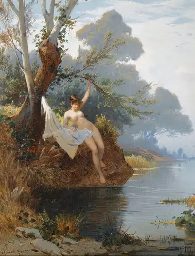 У берегов реки by Герман Давид Саломон Корроди — digital art print download