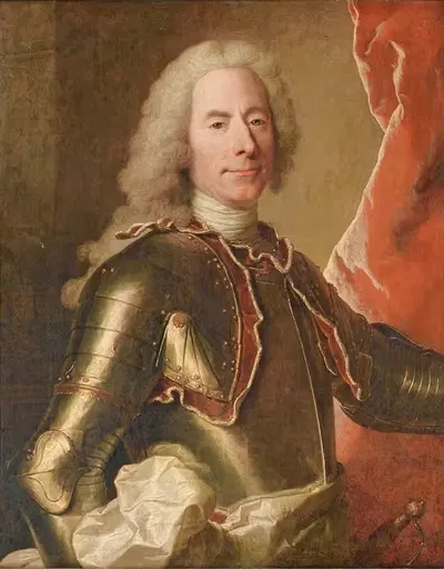 Portrait Of A Man Wearing An Armor by Hyacinthe Rigaud — digital art print download