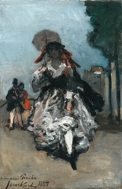 Young Woman With A Parasol by Johan Barthold Jongkind, 1855 — digital art print download