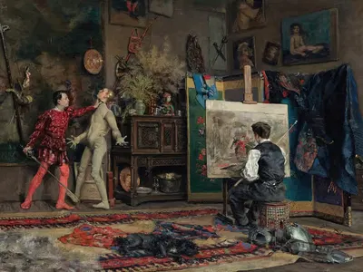 В мастерской художника by Юлий Лебланк Стюарт, 1875 — digital art print download