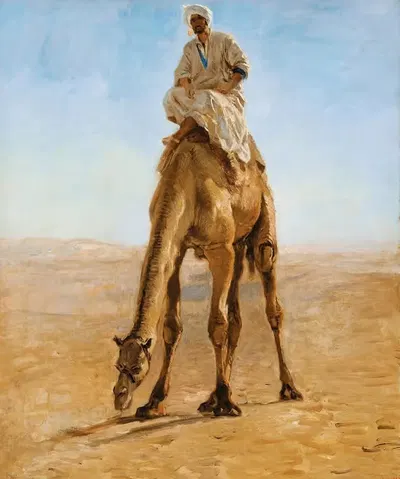 Верблюд на пастбище, эскиз для паломников в Мекку by Леон-Адольф-Огюст Белли — digital art print download