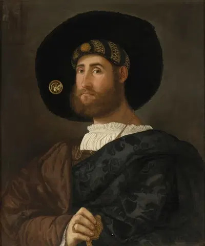 Portrait Of A Bearded Man With A Sword by Lombard School — digital art print download