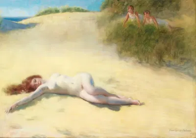 Спящая обнаженная на пляже by Пьер Карье-Бельёз, 1913 — digital art print download