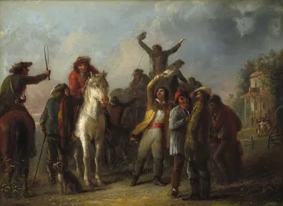Сцена выборов, Кэтонвилл, округ Балтимор by Альфред Джейкоб Миллер, c. 1860 — digital art print download